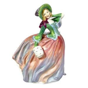 Vintage Royal Doulton Autumn Breezes HN 1911 Figurine 7" Pink Green Dress